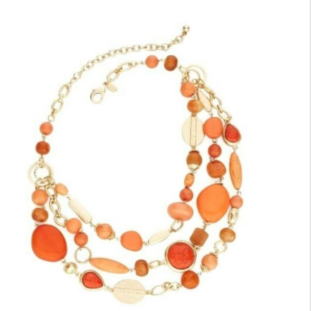 Chicos Peach Beaded Necklace
